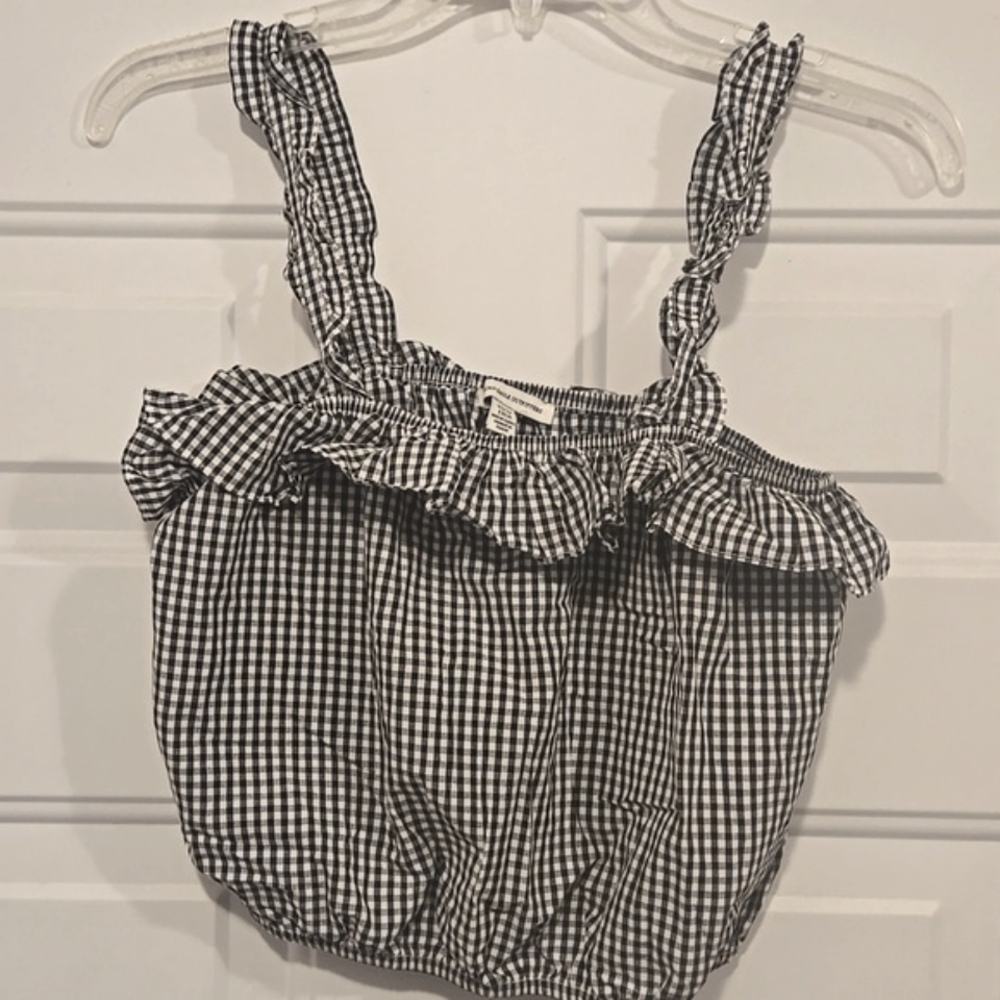 American Eagle Gingham Black White Crop Top - XS